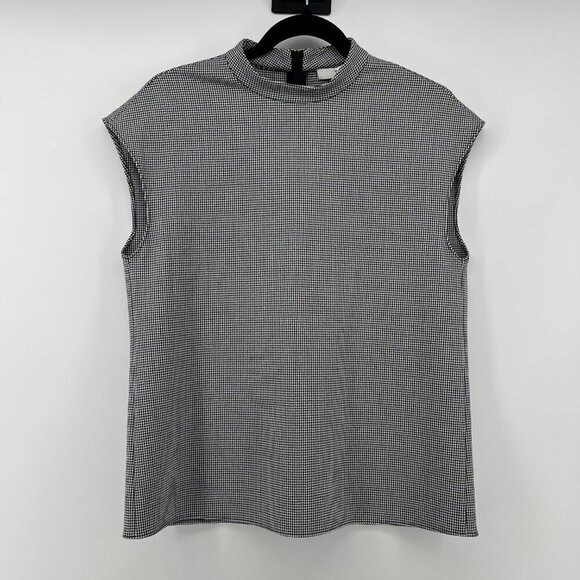 NEW TIBI HUDSON‎ Mock-Neck Houndstooth Sleeveless Blouse Luxury Business Size XS - Picture 2 of 11